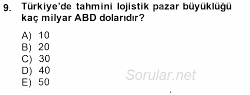 Dış Ticaretle İlgili Kurumlar ve Kuruluşlar 2014 - 2015 Dönem Sonu Sınavı 9.Soru