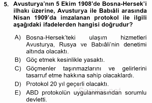 Osmanlı´da İskan ve Göç 2015 - 2016 Dönem Sonu Sınavı 5.Soru
