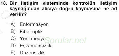 Siyasal İletişim 2015 - 2016 Dönem Sonu Sınavı 18.Soru