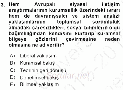 Siyasal İletişim 2015 - 2016 Dönem Sonu Sınavı 3.Soru