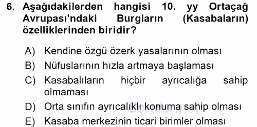 Kent Sosyolojisi 2017 - 2018 Ara Sınavı 6.Soru