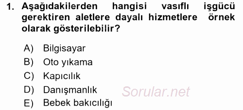 Konaklama Hizmetlerinde Kalite Yönetimi 2015 - 2016 Tek Ders Sınavı 1.Soru