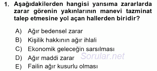 Borçlar Hukuku 2015 - 2016 Tek Ders Sınavı 1.Soru