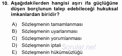 Borçlar Hukuku 2015 - 2016 Tek Ders Sınavı 10.Soru