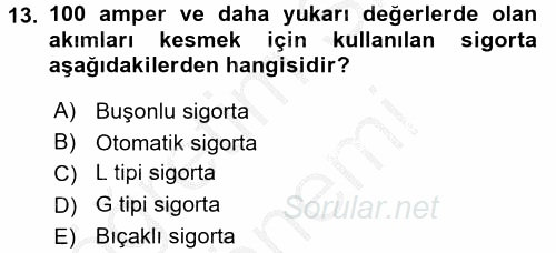 Elektromekanik Kumanda Sistemleri 2016 - 2017 Ara Sınavı 13.Soru