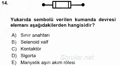 Elektromekanik Kumanda Sistemleri 2016 - 2017 Ara Sınavı 14.Soru