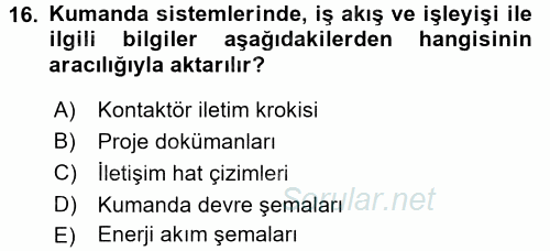 Elektromekanik Kumanda Sistemleri 2016 - 2017 Ara Sınavı 16.Soru
