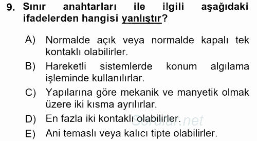 Elektromekanik Kumanda Sistemleri 2016 - 2017 Ara Sınavı 9.Soru