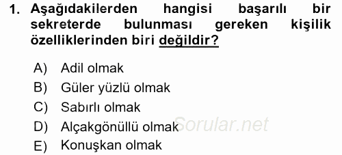 Yönetici Asistanlığı 2015 - 2016 Dönem Sonu Sınavı 1.Soru