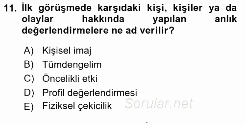 Yönetici Asistanlığı 2015 - 2016 Dönem Sonu Sınavı 11.Soru