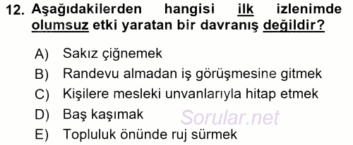 Yönetici Asistanlığı 2015 - 2016 Dönem Sonu Sınavı 12.Soru
