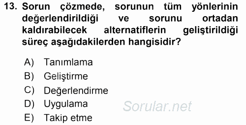 Yönetici Asistanlığı 2015 - 2016 Dönem Sonu Sınavı 13.Soru
