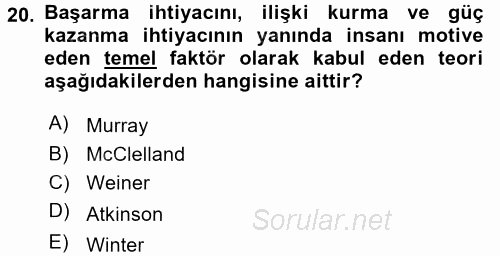 Yönetici Asistanlığı 2015 - 2016 Dönem Sonu Sınavı 20.Soru