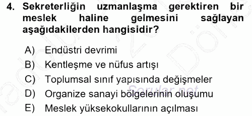 Yönetici Asistanlığı 2015 - 2016 Dönem Sonu Sınavı 4.Soru