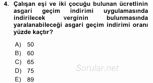 Özel Vergi Hukuku 1 2017 - 2018 3 Ders Sınavı 4.Soru