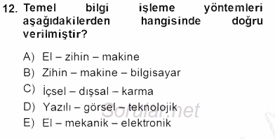 Otel İşletmelerinde Konaklama Hizmetleri 2014 - 2015 Ara Sınavı 12.Soru