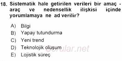 Pazarlama İlkeleri 2015 - 2016 Ara Sınavı 18.Soru
