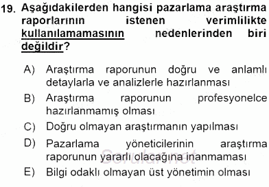 Pazarlama İlkeleri 2015 - 2016 Ara Sınavı 19.Soru