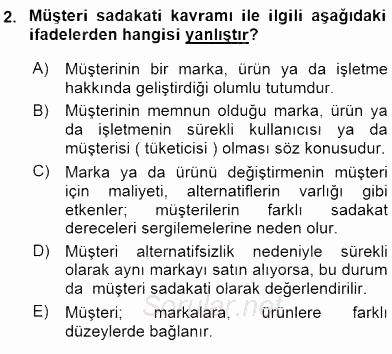 Pazarlama İlkeleri 2015 - 2016 Ara Sınavı 2.Soru
