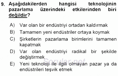 Pazarlama İlkeleri 2015 - 2016 Ara Sınavı 9.Soru