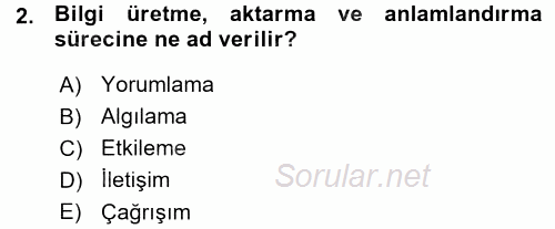 Halkla İlişkiler Ve İletişim 2015 - 2016 Ara Sınavı 2.Soru