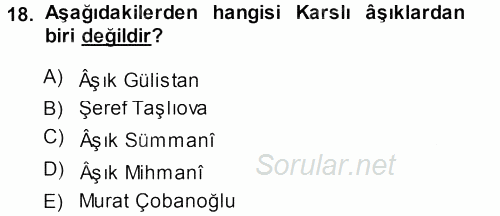 Halk Hikayeleri 2013 - 2014 Ara Sınavı 18.Soru