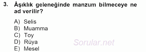 Halk Hikayeleri 2013 - 2014 Ara Sınavı 3.Soru