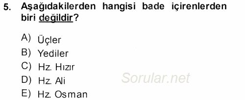 Halk Hikayeleri 2013 - 2014 Ara Sınavı 5.Soru