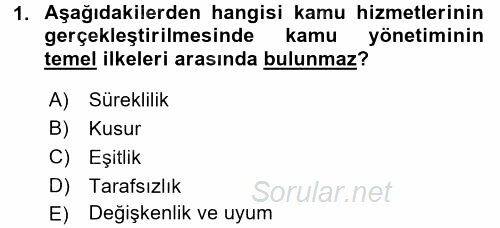 Kamu Mali Yönetimi 2016 - 2017 Ara Sınavı 1.Soru