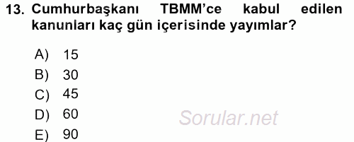 Kamu Mali Yönetimi 2016 - 2017 Ara Sınavı 13.Soru