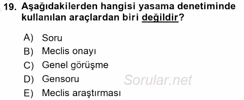 Kamu Mali Yönetimi 2016 - 2017 Ara Sınavı 19.Soru