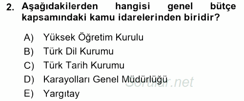 Kamu Mali Yönetimi 2016 - 2017 Ara Sınavı 2.Soru