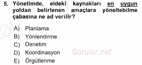 Kamu Mali Yönetimi 2016 - 2017 Ara Sınavı 5.Soru