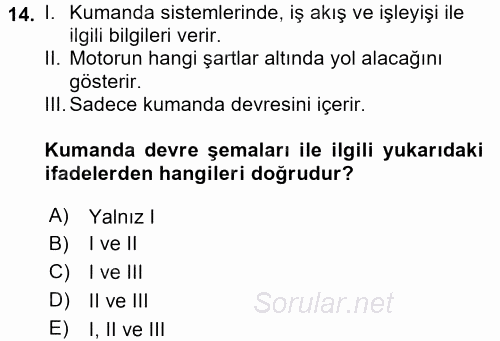 Elektromekanik Kumanda Sistemleri 2015 - 2016 Ara Sınavı 14.Soru