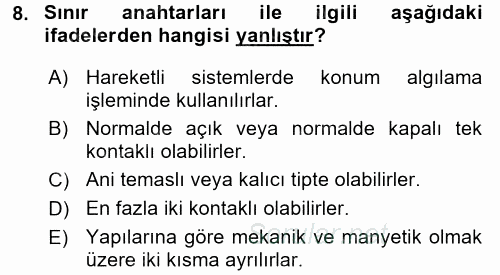 Elektromekanik Kumanda Sistemleri 2015 - 2016 Ara Sınavı 8.Soru