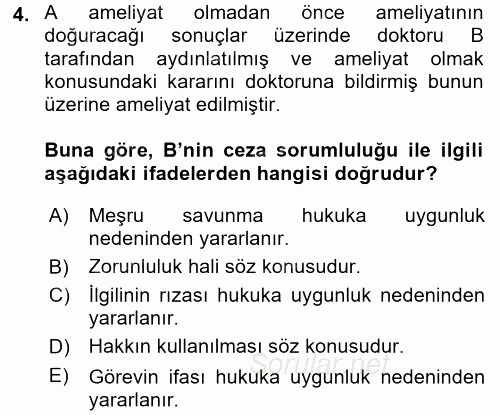 Ceza Hukuku 2017 - 2018 3 Ders Sınavı 4.Soru