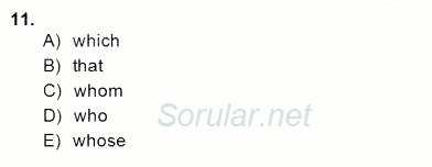 Bağlamsal Dilbilgisi 4 2014 - 2015 Dönem Sonu Sınavı 11.Soru