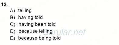 Bağlamsal Dilbilgisi 4 2014 - 2015 Dönem Sonu Sınavı 12.Soru