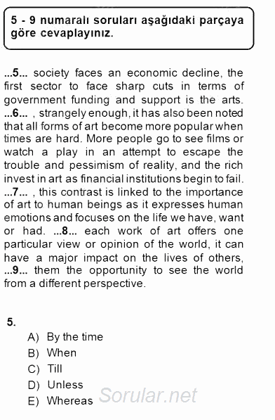 Bağlamsal Dilbilgisi 4 2014 - 2015 Dönem Sonu Sınavı 5.Soru