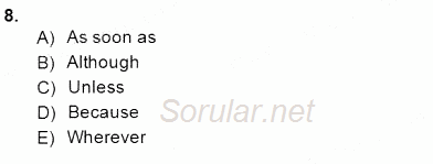 Bağlamsal Dilbilgisi 4 2014 - 2015 Dönem Sonu Sınavı 8.Soru