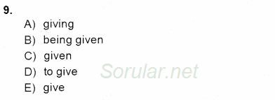 Bağlamsal Dilbilgisi 4 2014 - 2015 Dönem Sonu Sınavı 9.Soru