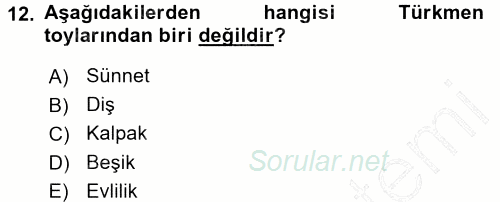 Çağdaş Türk Dünyası 2015 - 2016 Dönem Sonu Sınavı 12.Soru