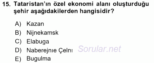 Çağdaş Türk Dünyası 2015 - 2016 Dönem Sonu Sınavı 15.Soru