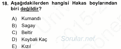 Çağdaş Türk Dünyası 2015 - 2016 Dönem Sonu Sınavı 18.Soru
