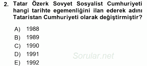 Çağdaş Türk Dünyası 2015 - 2016 Dönem Sonu Sınavı 2.Soru