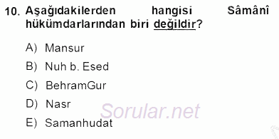 İslam Tarihi ve Medeniyeti 2 2014 - 2015 Ara Sınavı 10.Soru