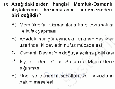 İslam Tarihi ve Medeniyeti 2 2014 - 2015 Ara Sınavı 13.Soru