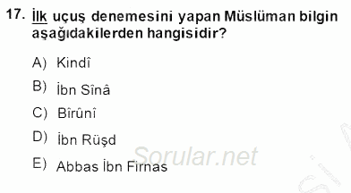 İslam Tarihi ve Medeniyeti 2 2014 - 2015 Ara Sınavı 17.Soru