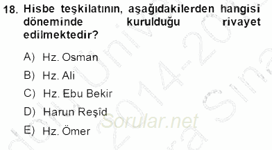 İslam Tarihi ve Medeniyeti 2 2014 - 2015 Ara Sınavı 18.Soru