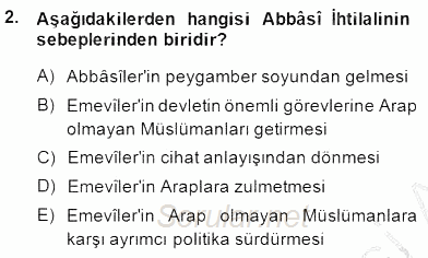İslam Tarihi ve Medeniyeti 2 2014 - 2015 Ara Sınavı 2.Soru